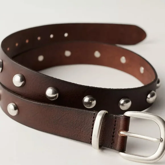 Free People Brown Silver Studded Belt Free People We The Free Sola Stud Belt – Details Direct main image 2